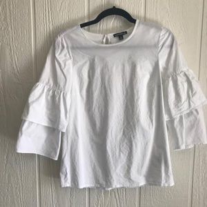 J.CREW 3/4 BELL SLEEVE WHITE BLOUSE SZ. 0